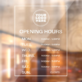 Vinilos Para Cristales Horas de apertura de logotipo comercial mínimo mod