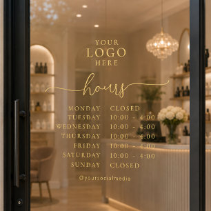 Vinilos Para Cristales Horas de apertura de logotipo de negocio de secuen