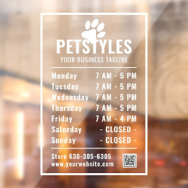 Vinilos Para Cristales Horas de apertura de logotipo profesional moderno 