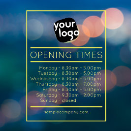 Vinilos Para Cristales Horas de apertura de negocio con logotipo y texto 