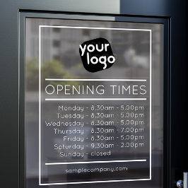 Vinilos Para Cristales Horas de apertura de negocio con logotipo y texto