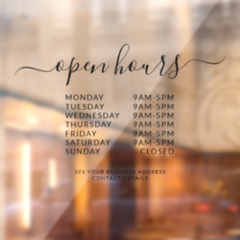 Vinilos Para Cristales Horas de apertura de negocios negros Rótulo de gui