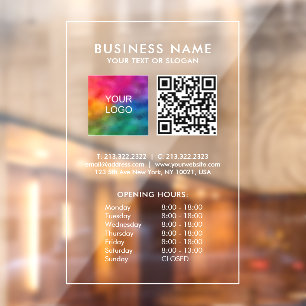 Vinilos Para Cristales Horas de apertura de personalizado Código QR Logot