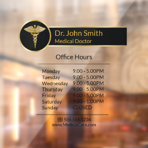 Vinilos Para Cristales Horas de apertura del caduceo médico profesional o