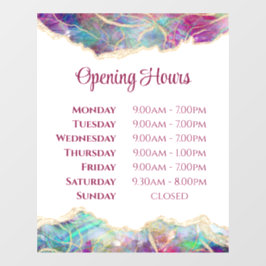 Vinilos Para Cristales Horas de apertura del diseño de ópalo acuamarina f