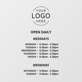 Vinilos Para Cristales Horas de apertura diarias de la tienda Tu logotipo