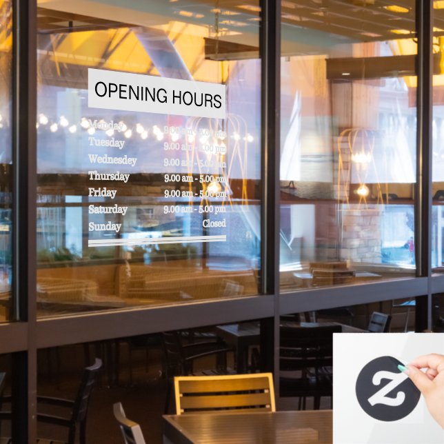 Vinilos Para Cristales Horas de apertura estándar (ventana del restaurante)