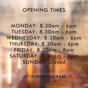 Vinilos Para Cristales Horas de apertura horarios de negocio moderno mini