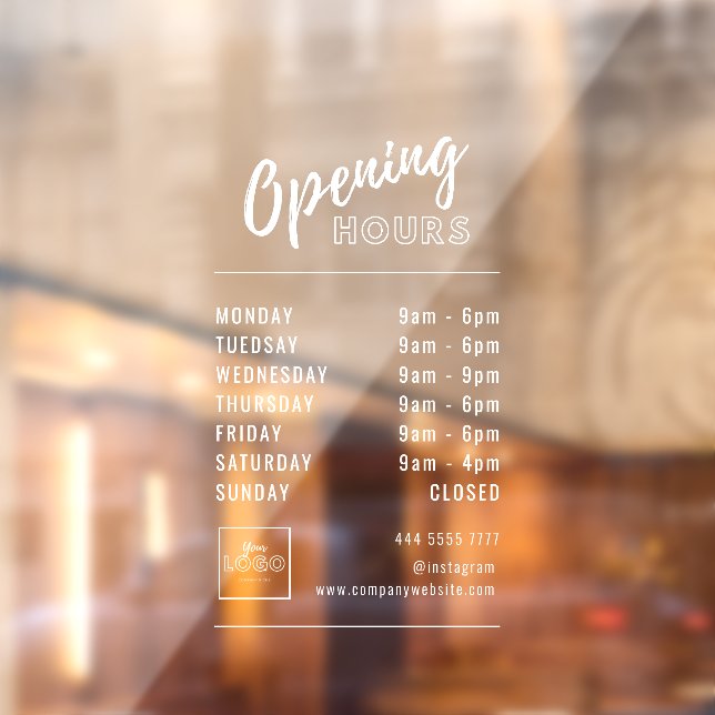 Vinilos Para Cristales Horas de apertura profesional simples blancas con  (Hoja 2)