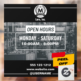 Vinilos Para Cristales Horas de apertura simples monocromáticas grises y 