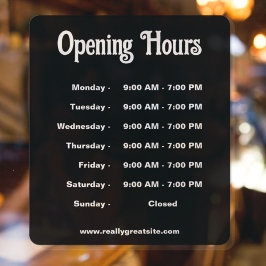 Vinilos Para Cristales Horas de apertura tiempo moderno negro y blanco 