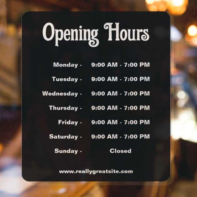 Vinilos Para Cristales Horas de apertura tiempo moderno negro y blanco  (Subido por el creador)