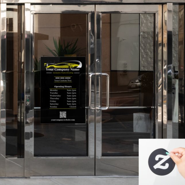 Vinilos Para Cristales Horas de la compañía de lavado de autos de detaili (Puerta de oficina)