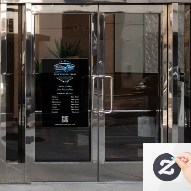 Vinilos Para Cristales Horas de la compañía de lavado de autos de detaili (Puerta de oficina)