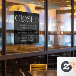 Vinilos Para Cristales Horas de la tienda con letrero cerrado serif elega