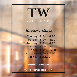 Vinilos Para Cristales Horas de negocio de moda negro transparente