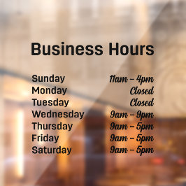 Vinilos Para Cristales Horas de Negocio Tiempos Personalizables