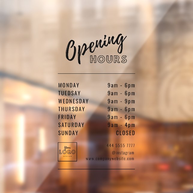 Vinilos Para Cristales Horas de negocios profesionales simples en negro c (Hoja 2)