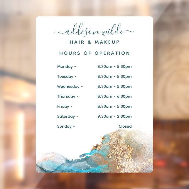 Vinilos Para Cristales Horas de Oficina con Tinta de Acuarela Moderna Azu (Hoja 2)