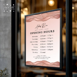 Vinilos Para Cristales Horas de Salón de Belleza de Mármol de Ágata Rosa 