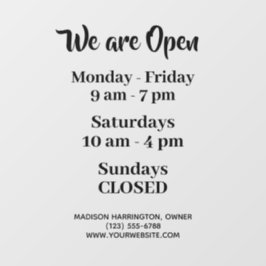 Vinilos Para Cristales Horas de trabajo de texto personalizado