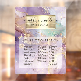 Vinilos Para Cristales Horas de trabajo Falso Oro Acuarela Purpurina Lila