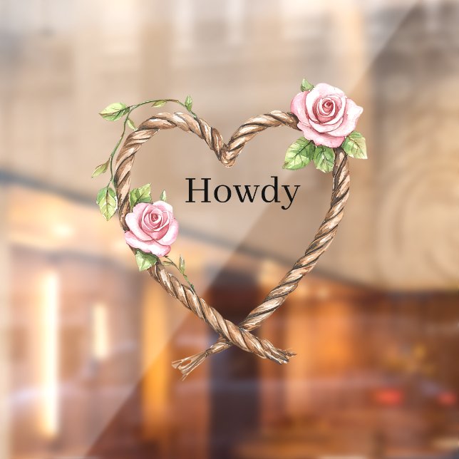 Vinilos Para Cristales Howdy Cowgirl Pink Floral Rope Heart (Hoja 2)