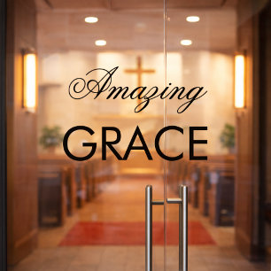 Vinilos Para Cristales Iglesia Amazing Grace Puede cambiar el texto Venta