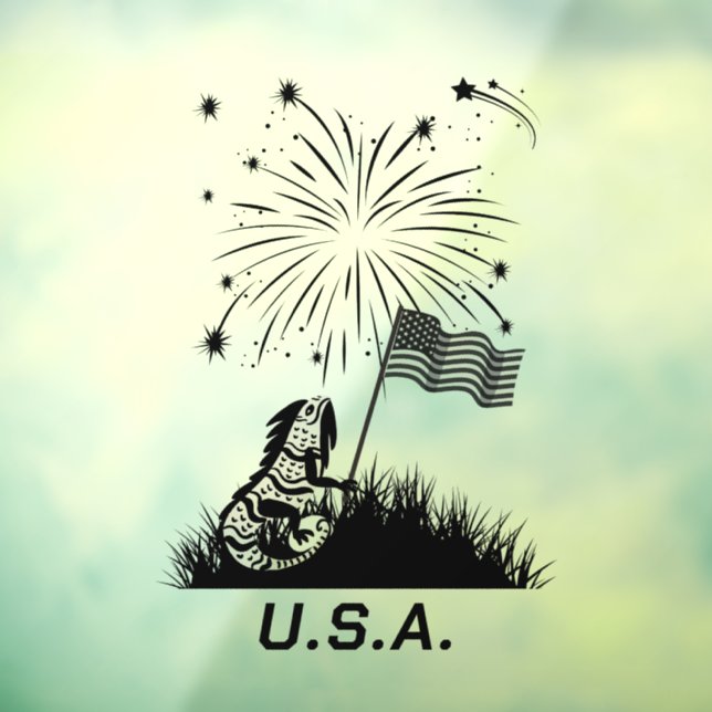 Vinilos Para Cristales Iguana patriótica 4 de julio (Hoja 3)