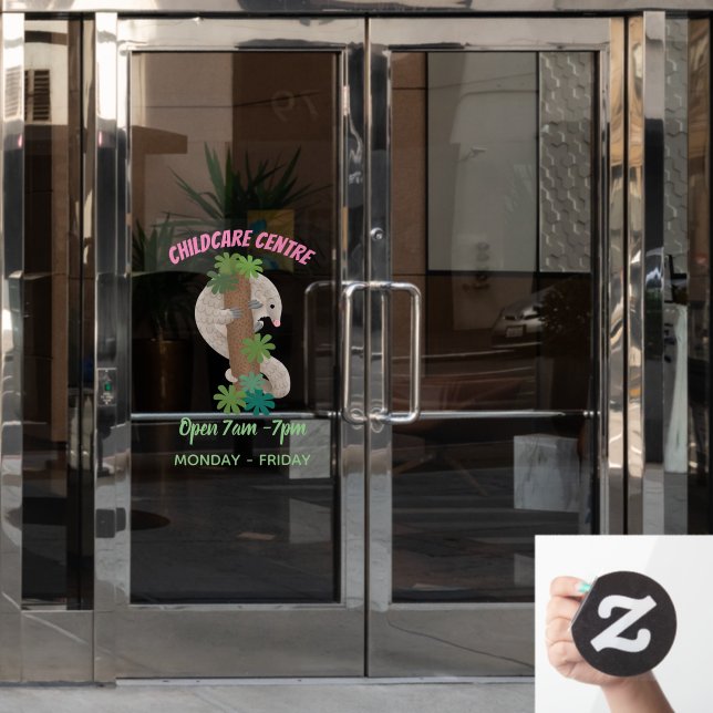 Vinilos Para Cristales Ilustracion de hormigón de pangolin feliz (Puerta de oficina)