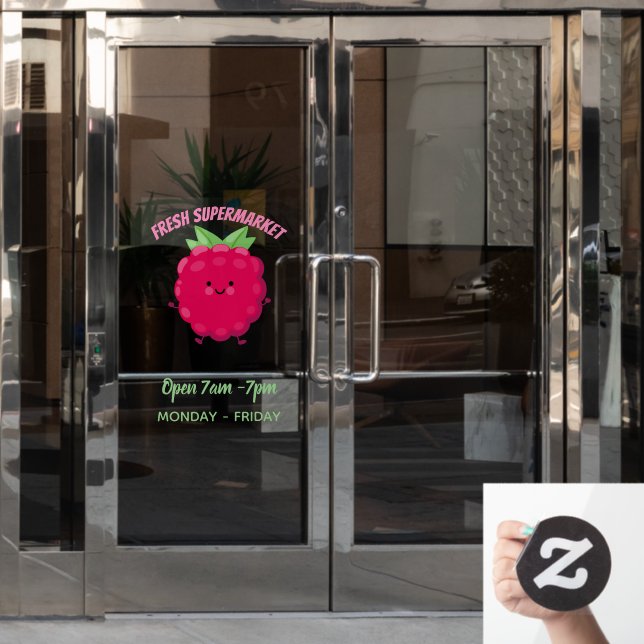 Vinilos Para Cristales Ilustracion de personalizado de frambuesa alegre (Puerta de oficina)