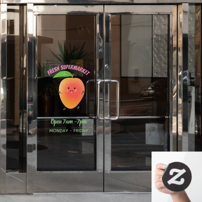 Vinilos Para Cristales Ilustracion de personalizado de mango feliz (Puerta de oficina)