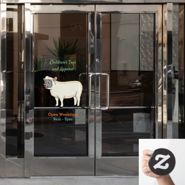 Vinilos Para Cristales Ilustracion de personalizado de ovejas alegres (Puerta de oficina)