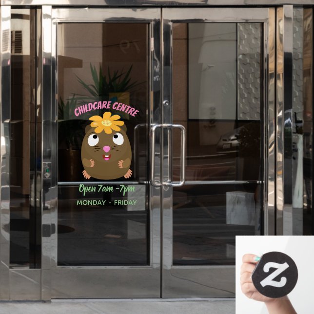 Vinilos Para Cristales Ilustracion de personalizado feliz de conejillo de (Puerta de oficina)