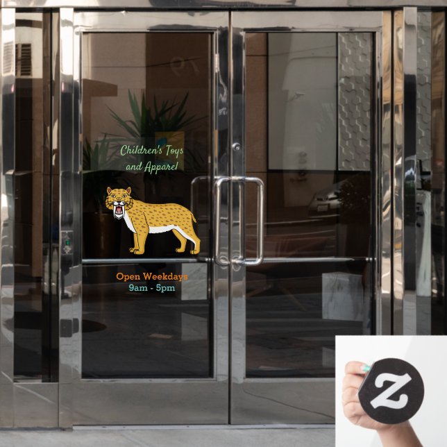 Vinilos Para Cristales Ilustracion de tigre con dientes de saber (Puerta de oficina)