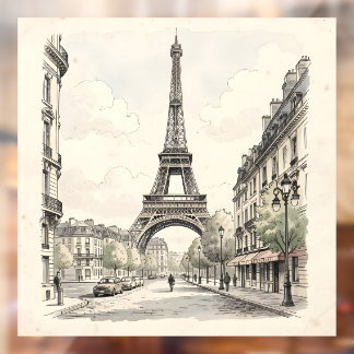 Vinilos Para Cristales Ilustración de viaje antigua y vintage de París