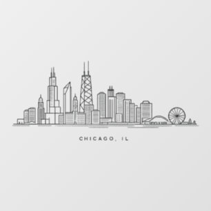 Vinilos Para Cristales Ilustración del paisaje urbano de Chicago, IL