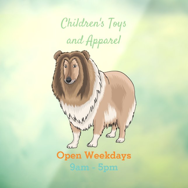 Vinilos Para Cristales Ilustracion del personalizado del perro del collie (Hoja 3)