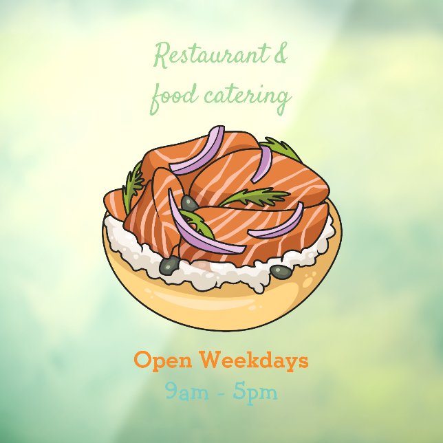 Vinilos Para Cristales Ilustracion personalizado de bagel de Salmon (Hoja 3)