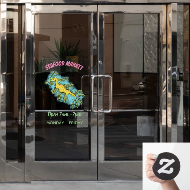 Vinilos Para Cristales Ilustracion personalizado de dragón marino diverti (Puerta de oficina)