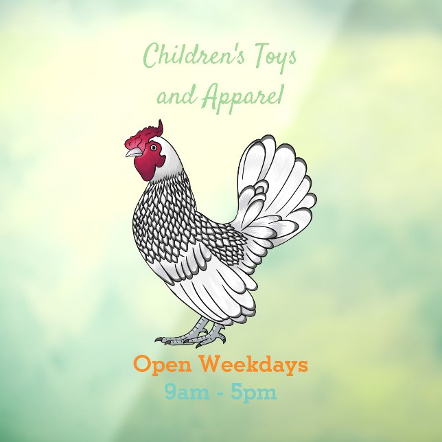 Vinilos Para Cristales Ilustracion personalizado de pollo de Sebright (Hoja 3)