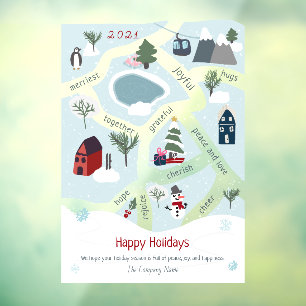 Vinilos Para Cristales Ilustraciones modernas de mapas de Navidad contand