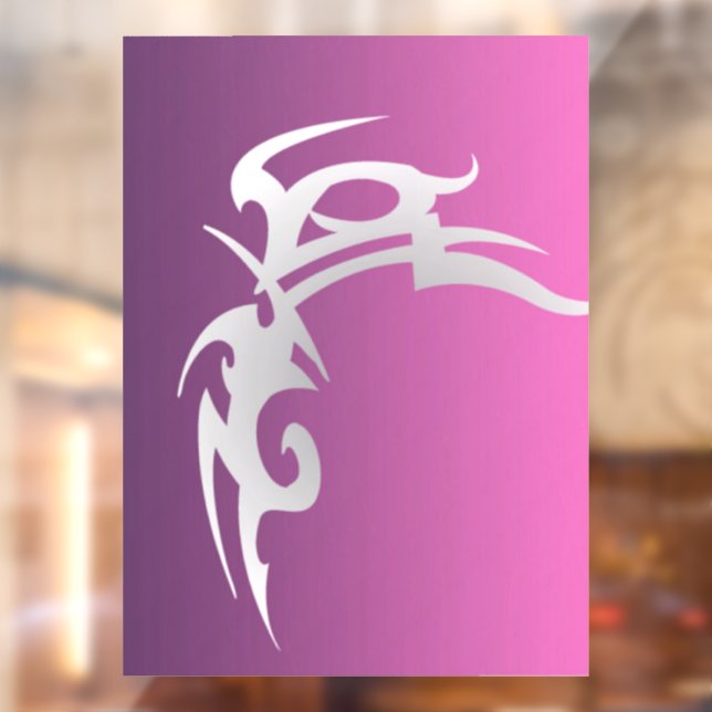 Vinilos Para Cristales Impresión de tatuajes blancos en gradiente púrpura (Hoja 2)