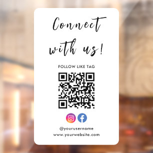Vinilos Para Cristales Instagram Facebook Connect With Us Qr Code White
