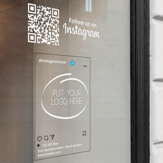 Vinilos Para Cristales Instagram Síguenos Código Qr Blanco (Instagram Follow Us Qr Code White Window Cling)