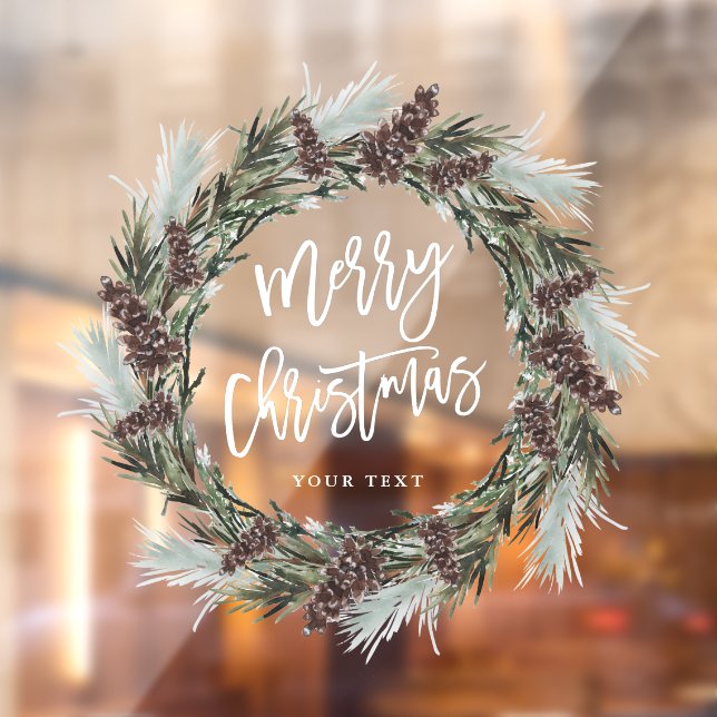 Vinilos Para Cristales Invierno Pinecone Wreath Feliz Navidad (Hoja 2)