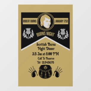 Vinilos Para Cristales Invitación de cena nocturna escocesa a los quemado