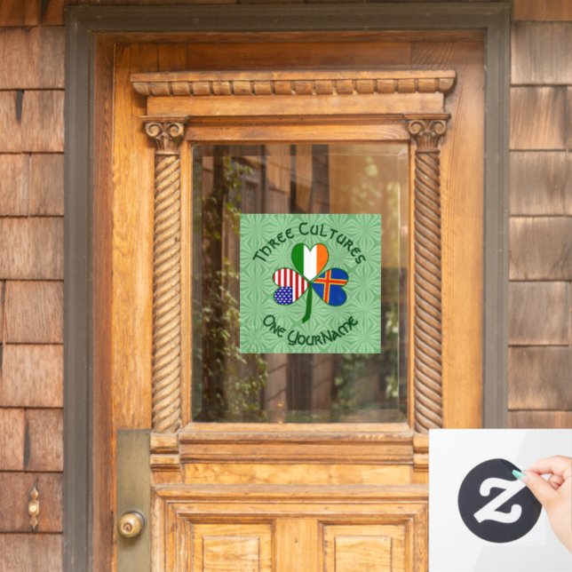 Vinilos Para Cristales Islas Åland Irlanda Estados Unidos Shamrock person (Puerta de casa)