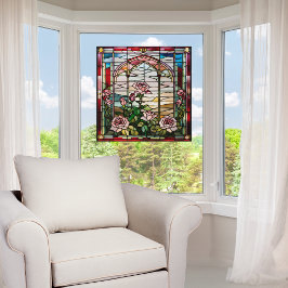 Vinilos Para Cristales Jardín de Rosa de vidrio con manchas de Faux