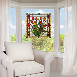 Vinilos Para Cristales Jardín de Tulipanes de Vidrio Fundido